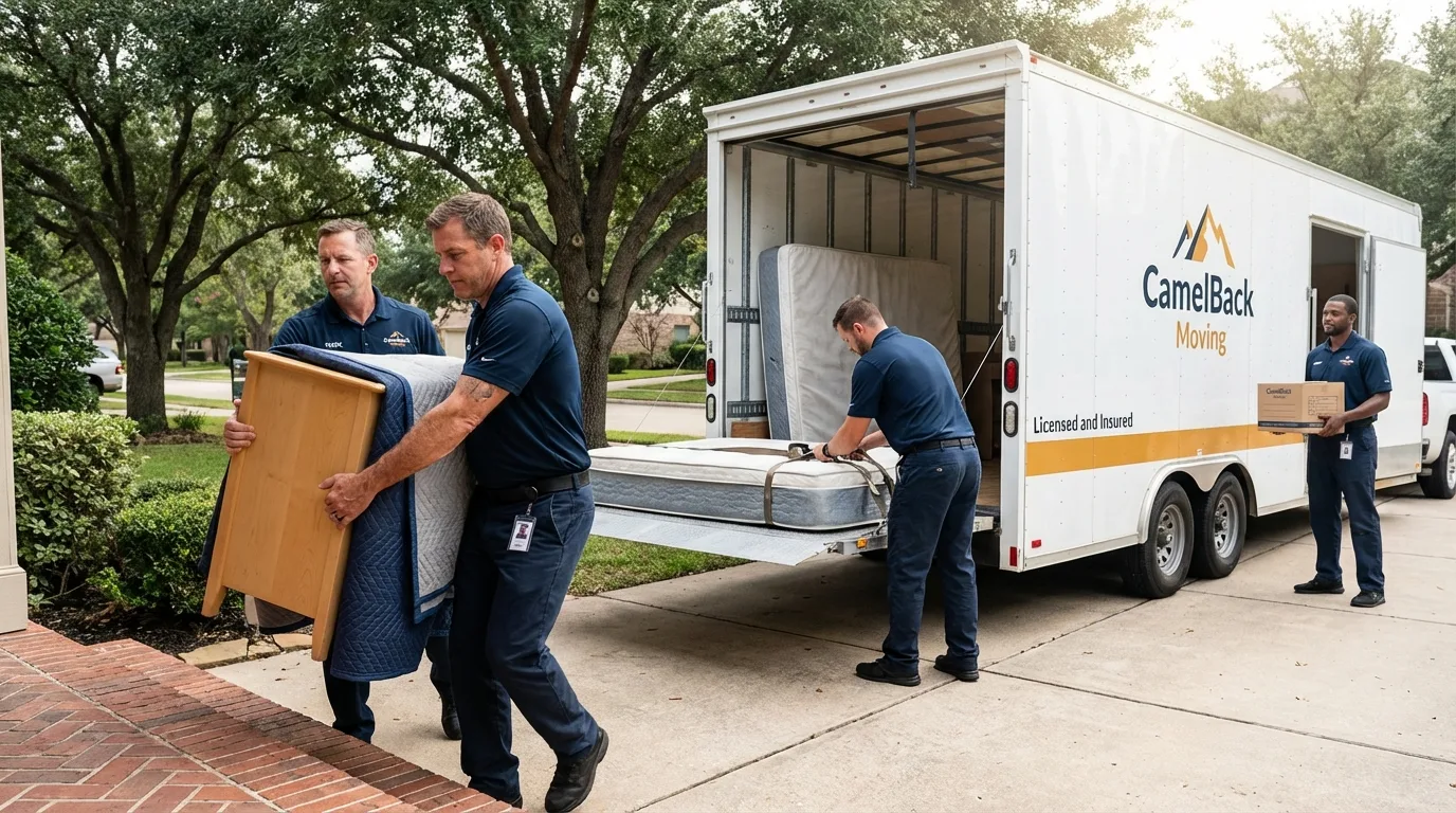 Crew loading residential truck for cross-state move from Avondale Estates, GA