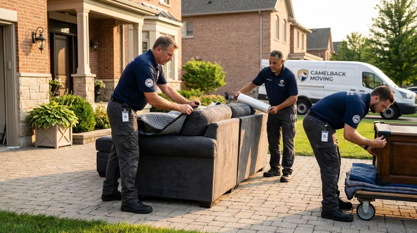 Large estate moving crew wrapping furniture in Avondale Estates, GA