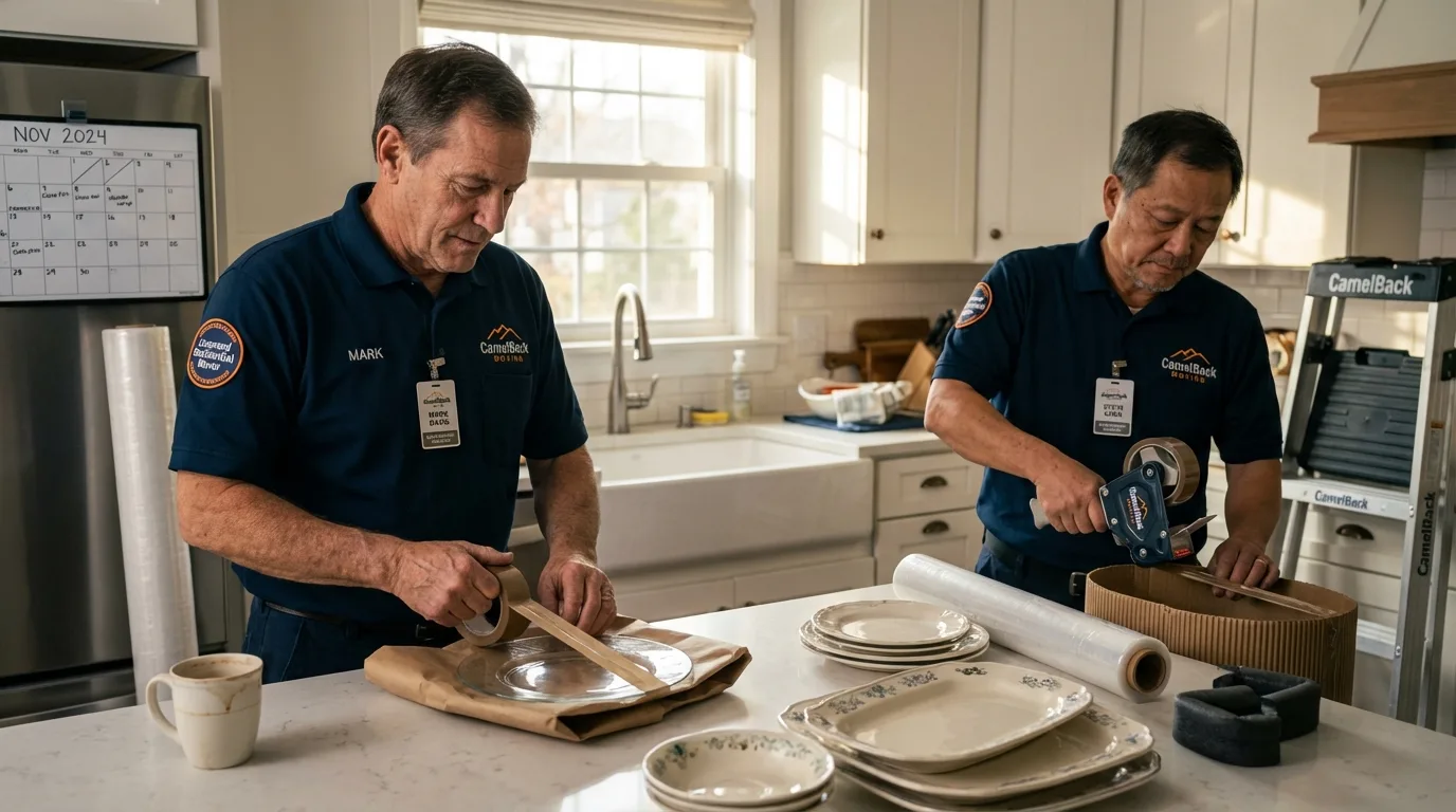 Professional crew packing kitchen dishware in Avondale Estates, GA